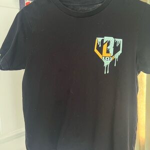 Kids Black Graphic Tee with Drip Design